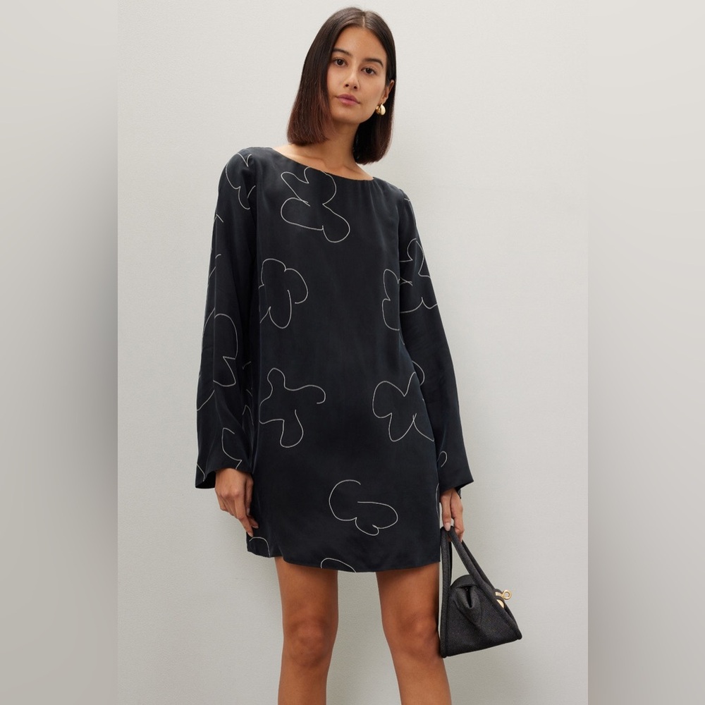 Madewell Black Shift Mini Dress in Floral Size S Preloved RTR